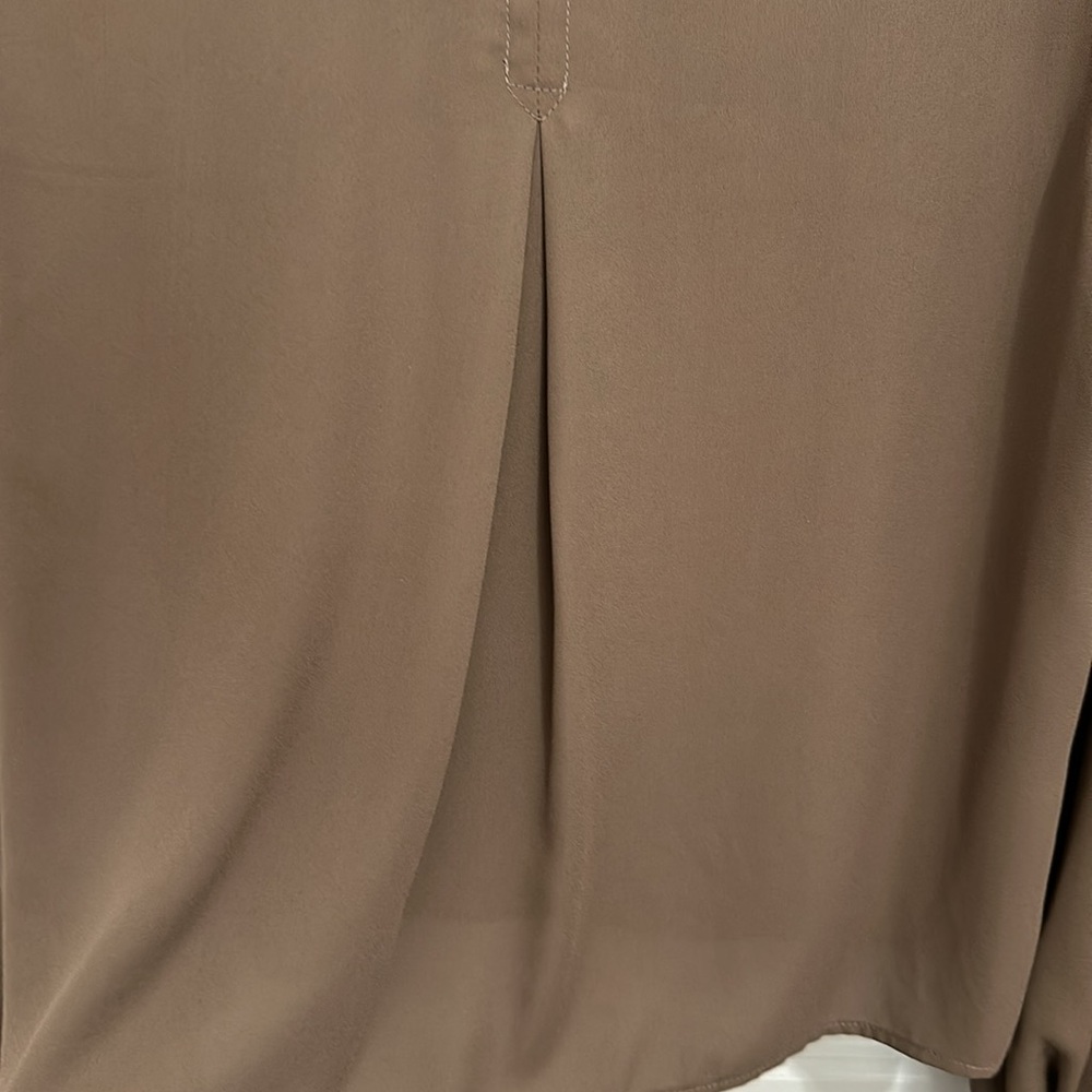 Karen Kane Brown Long-Sleeve V-Neck Blouse - Picture 8 of 9
